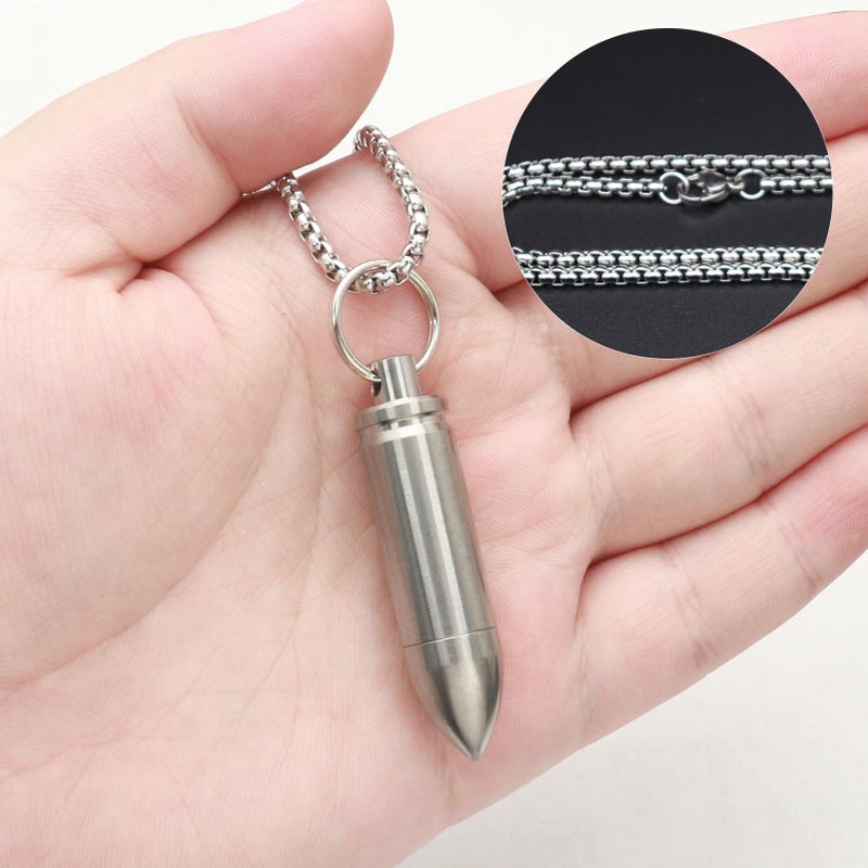Haxtec Small Pill Box Titanium Pill Fob Necklace Bullet Nitro Mini Waterproof Pill Holder Lightweight Survival Case Keychain Pill Bottle for Men & Women Stocking Stuffers Christmas Gifts - Image 4